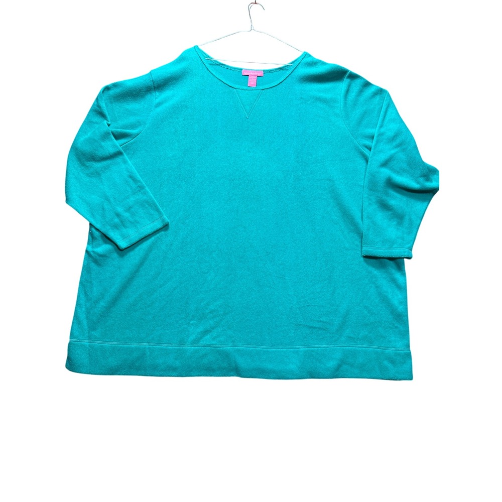Woman Within Sweatshirt Women 5X Teal Long Sleeve Crewneck Pullover